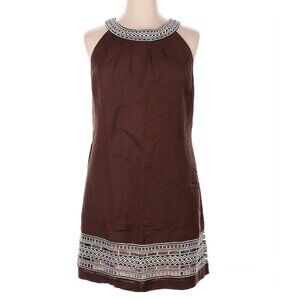 Jessica Howard Linen blend sleeveless casual mini dress, Size 16, brown